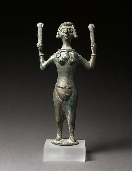 Statuette of a Woman Playing Crotales, Copper-based alloy 