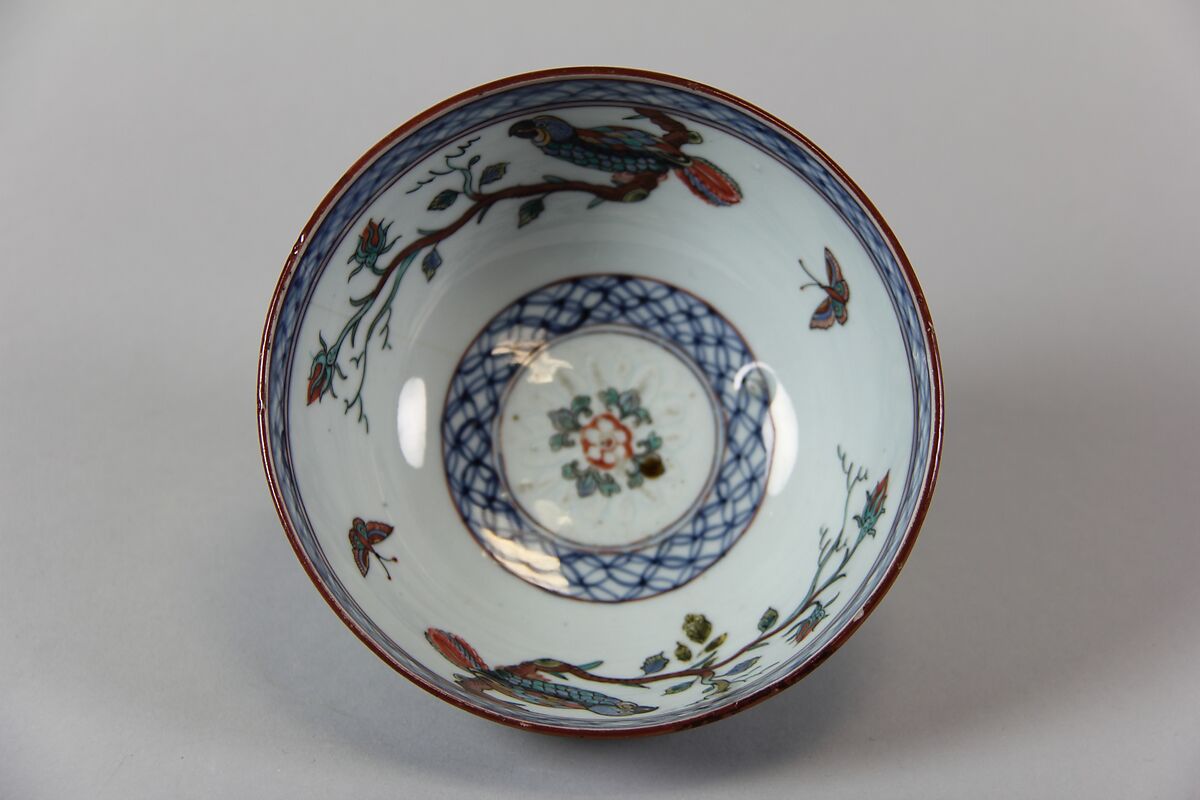 Bowl, Porcelain painted in underglaze blue, with overglaze polychrome enamels of a later date, China 