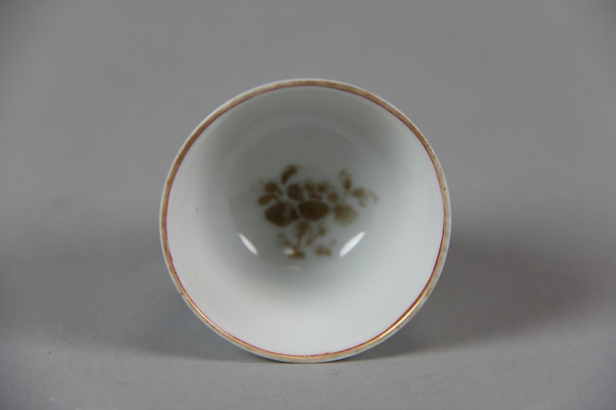 Cup, Porcelain painted in white enamel and gilt, China