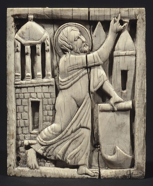 Ivories of the So-Called Grado Chair: Prophet with a Plaque, Ivory, carved 