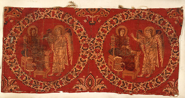 Annunciation, Weft-faced compound twill (samit) in polychrome silk 