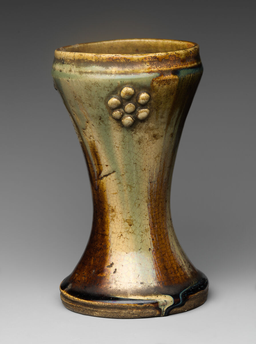 Vase, Clay covered with streaked glaze (Seto ware), Japan