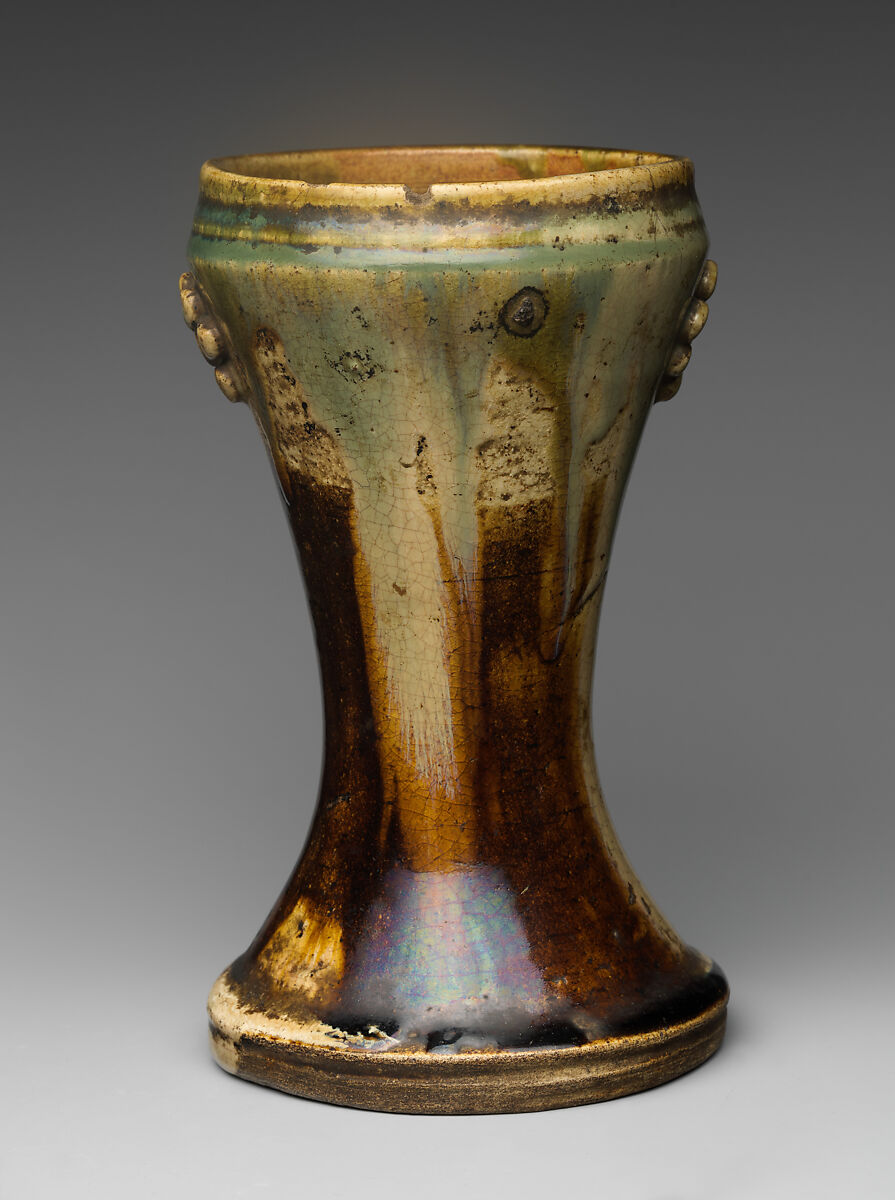 Vase, Clay covered with streaked glaze (Seto ware), Japan