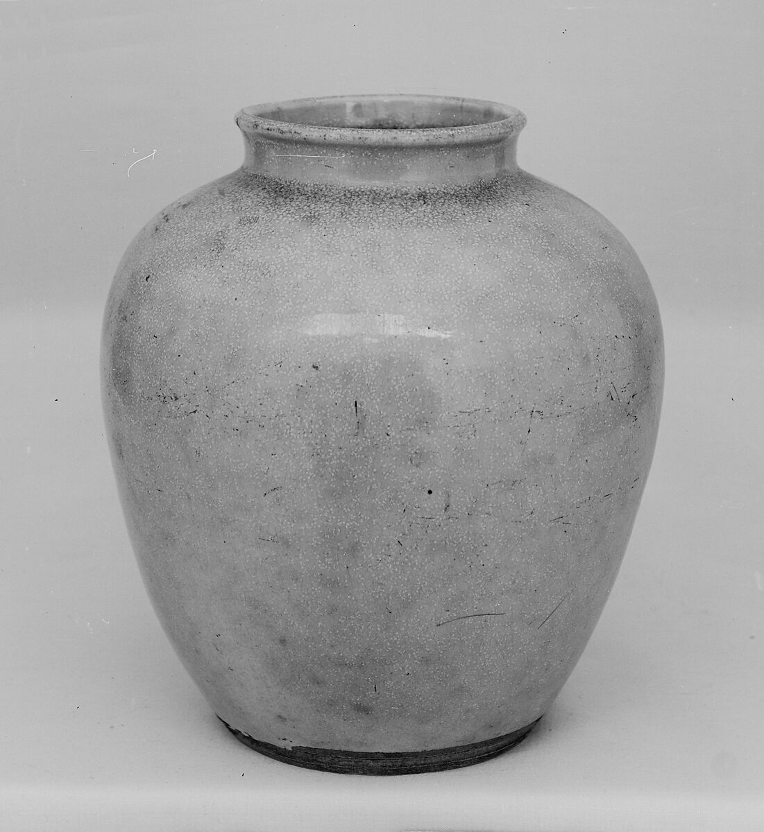 Jar, Clay covered with a light speckled glaze (Awata ware), Japan 