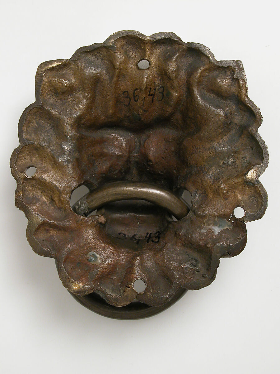 Lion mask door pull, Copper alloy, German