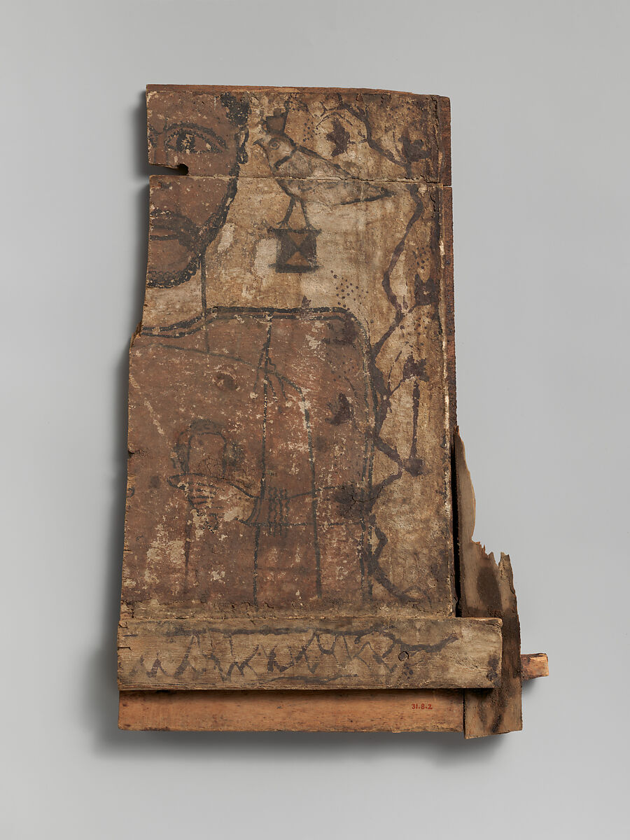 Fragment of a Stela, Wood, paint, Coptic