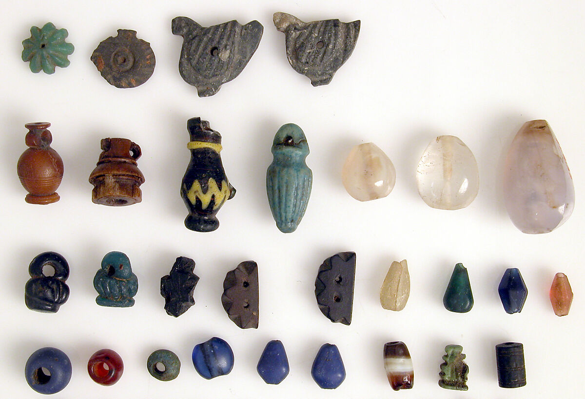 Beads and Amulets, Glass, faience, stone, bone, metal, and rock crystal, Coptic