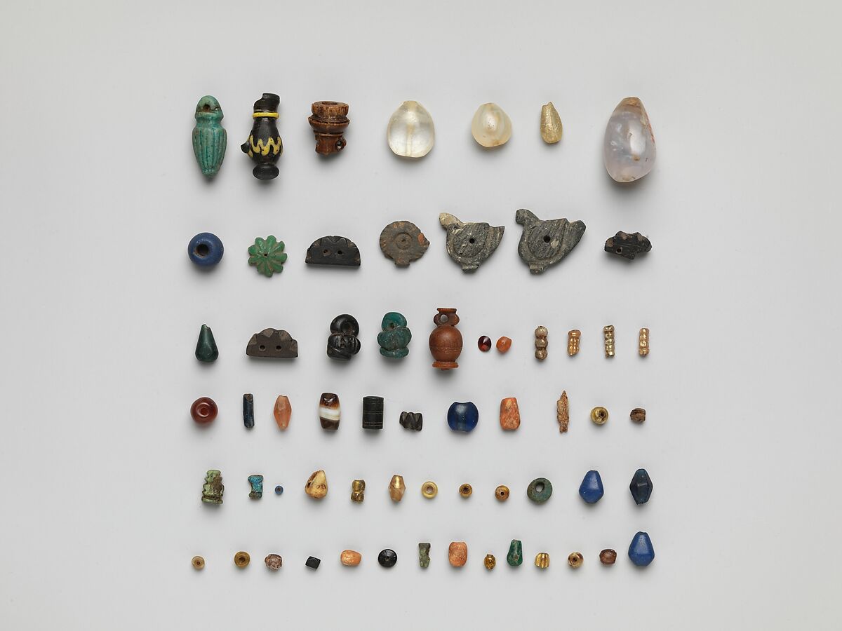 Beads and Amulets, Glass, faience, stone, bone, metal, and rock crystal, Coptic 