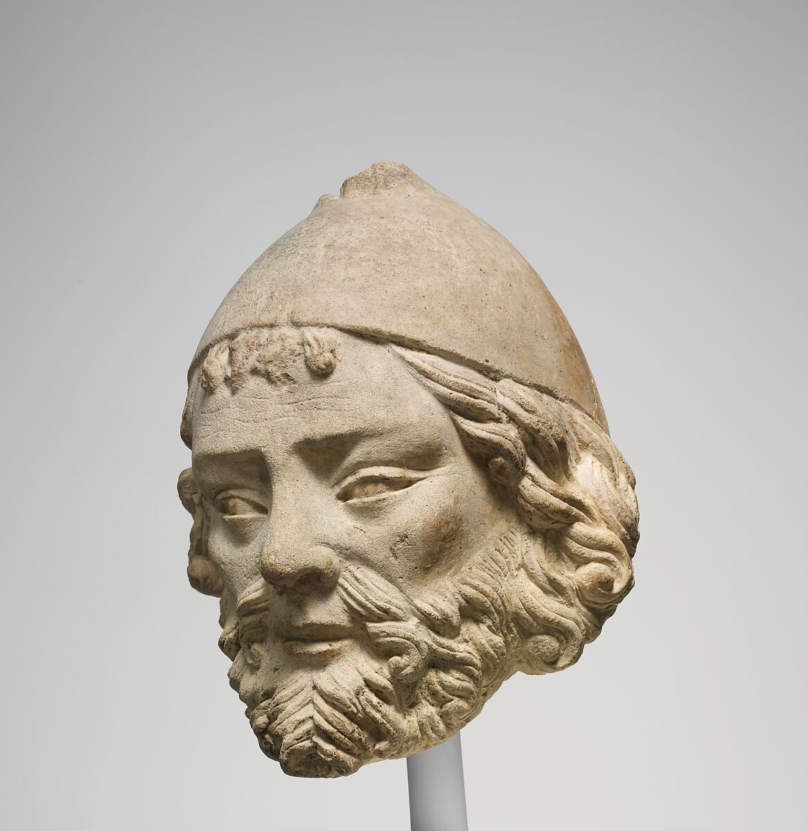 Limestone Head of Joseph, Limestone with traces of polychromy, French