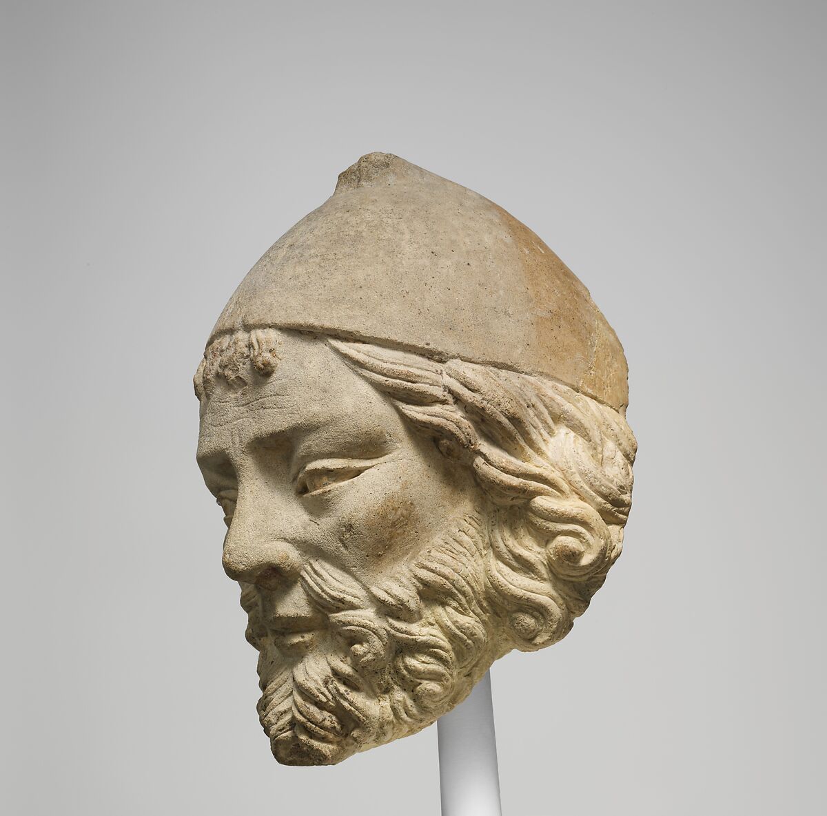 Limestone Head of Joseph, Limestone with traces of polychromy, French