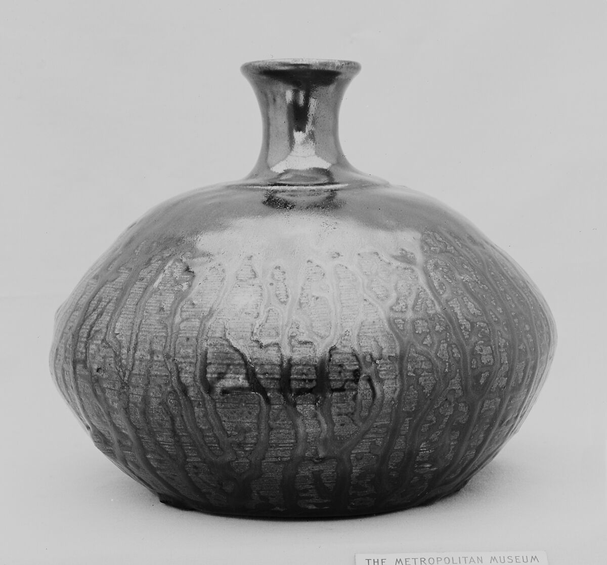 Wine Bottle, Clay covered with a thin glaze and a congealed overglaze (Shidoro ware, Satsuma type), Japan 