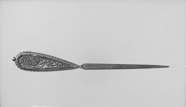 Letter Opener, Designed by Louis C. Tiffany (American, New York 1848–1933 New York), Favrile glass, bronze, American 