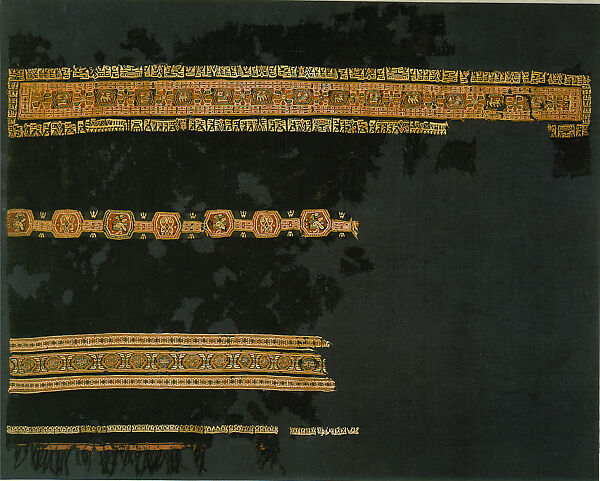 Fragment of a Fringed Shawl, Tapestry weave in polychrome wool and linen; fringe along one edge 