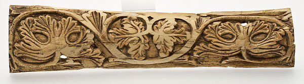 Plaque Decorated with Stylized Vine Leaves, Carved bone 