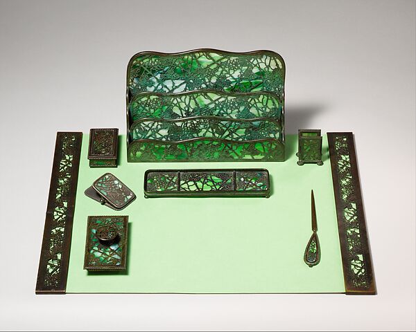 Letter Rack, Designed by Louis C. Tiffany (American, New York 1848–1933 New York), Favrile glass, bronze, American