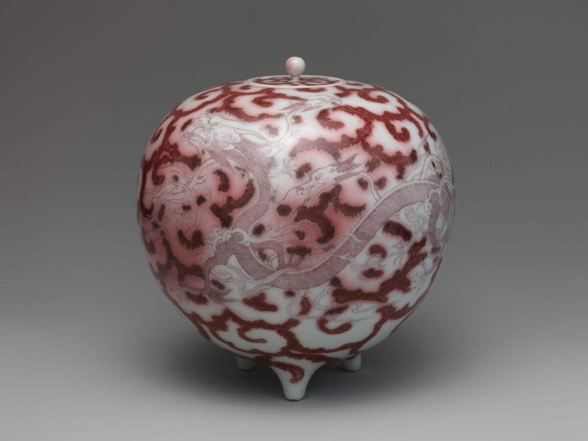 Pot, Makuzu Kōzan I (Miyagawa Toranosuke) (Japanese, 1842–1916), White porcelain decorated in red under the glaze (Kyoto ware, Makuzu type), Japan 