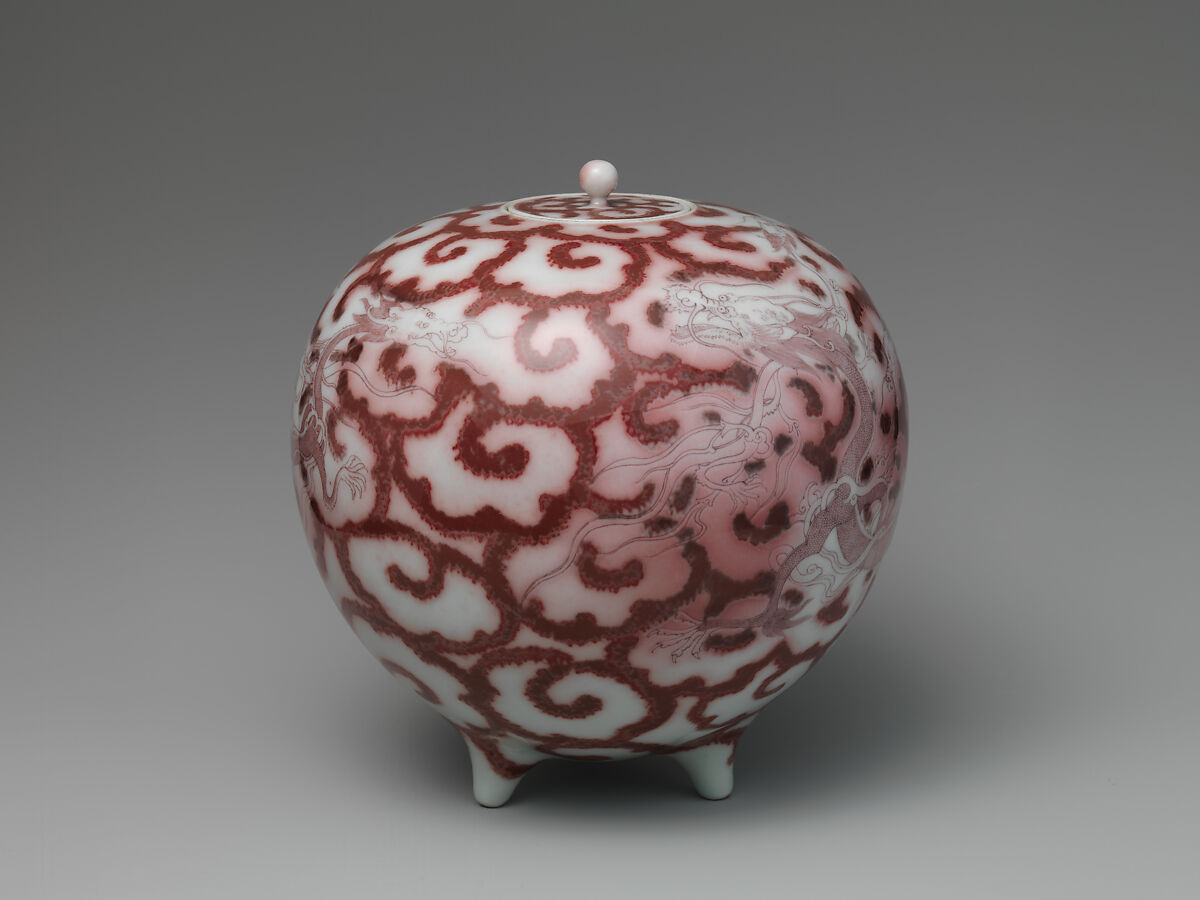 Pot, Makuzu Kōzan I (Miyagawa Toranosuke) (Japanese, 1842–1916), White porcelain decorated in red under the glaze (Kyoto ware, Makuzu type), Japan