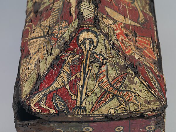 Coffret with the Legend of Guilhem, count of Toulouse, Walnut, painted, iron mounts, South French