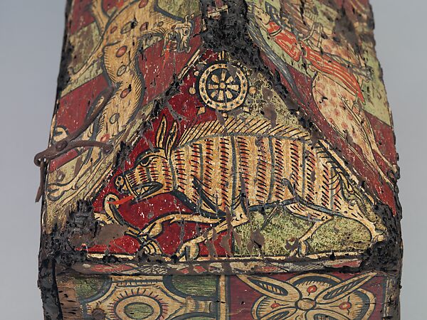 Coffret with the Legend of Guilhem, count of Toulouse, Walnut, painted, iron mounts, South French