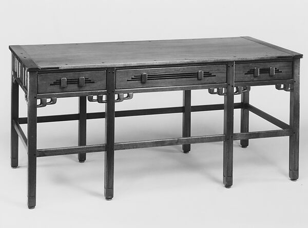Library Table, Greene and Greene (1894–1916), Mahogany, ebony, oak, burl walnut, silver, copper, American