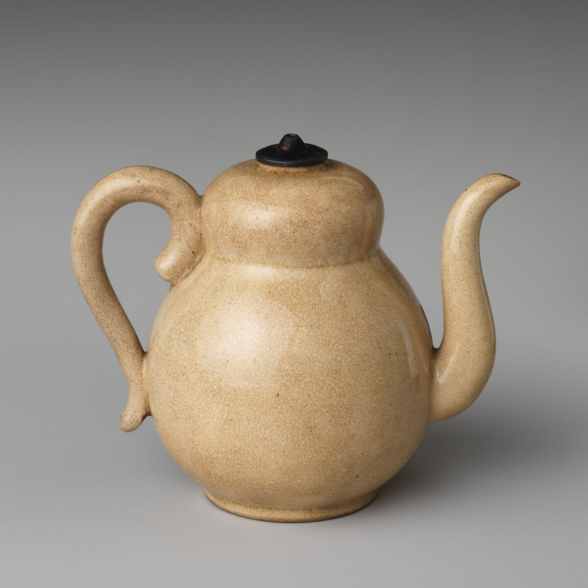 Sencha Water Pitcher (Suichū), Stoneware with finely crackled transparent glaze (Satsuma ware), Japan