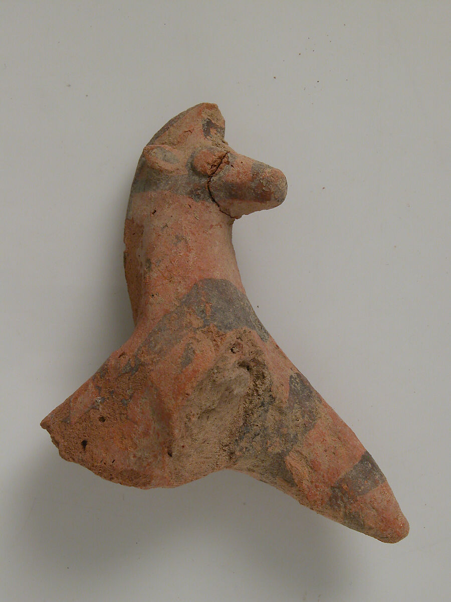 Fragment of a Horse, Earthenware, slip, oxide pigment, Coptic 