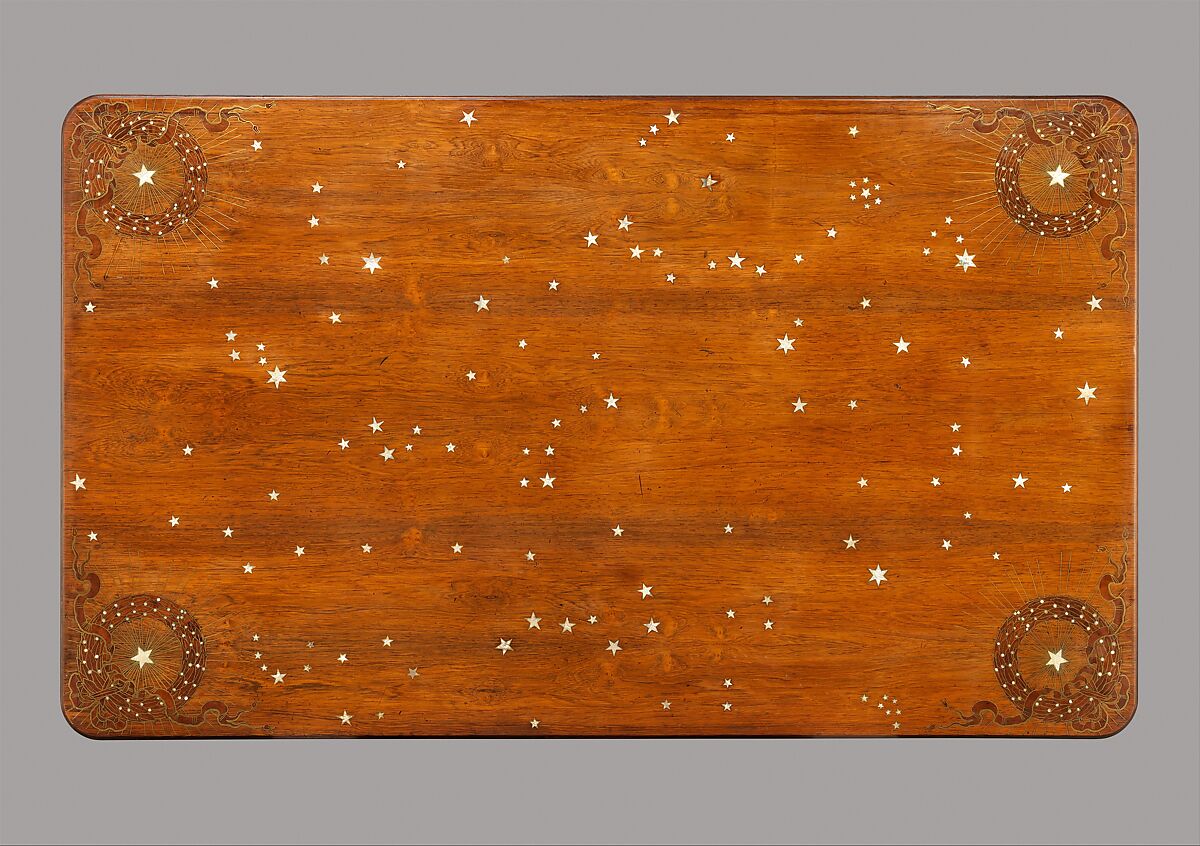 Library Table, Herter Brothers (German, active New York, 1864–1906), Rosewood, brass, mother-of-pearl, and abalone, American