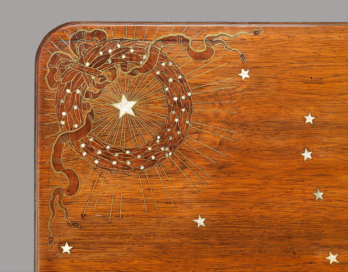 Library Table, Herter Brothers (German, active New York, 1864–1906), Rosewood, brass, mother-of-pearl, and abalone, American