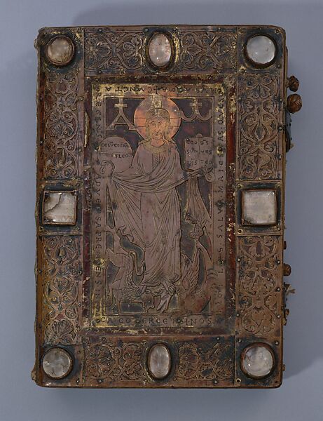 Ratmann Sacramentary (front cover), Copper, partly gilded, and rock crystal over leather; manuscript: tempera, gold, and silver on parchment, German (Hildesheim, St. Michael's) 