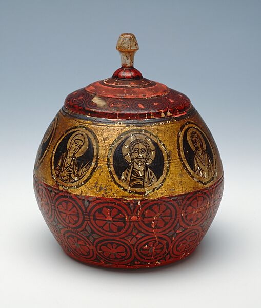 Reliquary in the Form of a Ball, Painted maple, German (Hildesheim) 