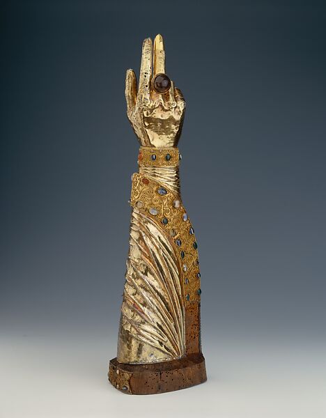 Arm Reliquary of Saint Bernward, Silver, gilded silver, rock crystal, and semiprecious stones; wood core, German (Hildesheim) 