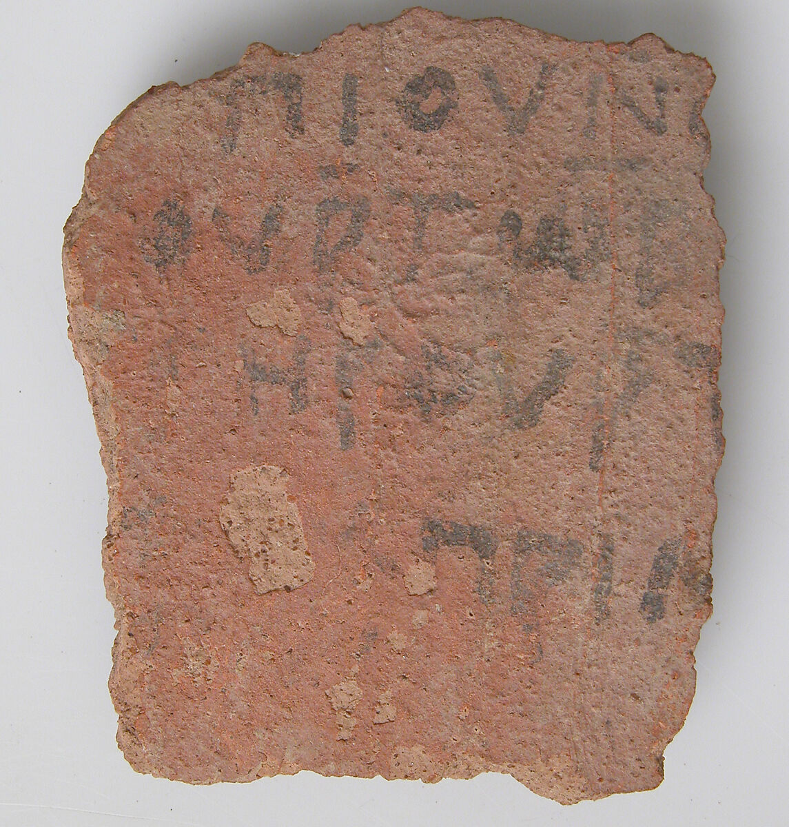 Ostrakon, Pottery fragment with ink inscription, Coptic 