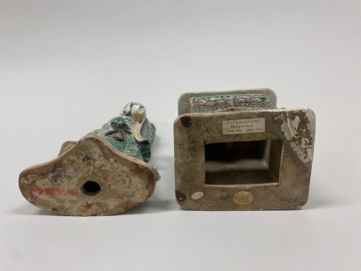 Mythological figure, Porcelain painted in polychrome enamels on the biscuit (Jingdezhen ware), China