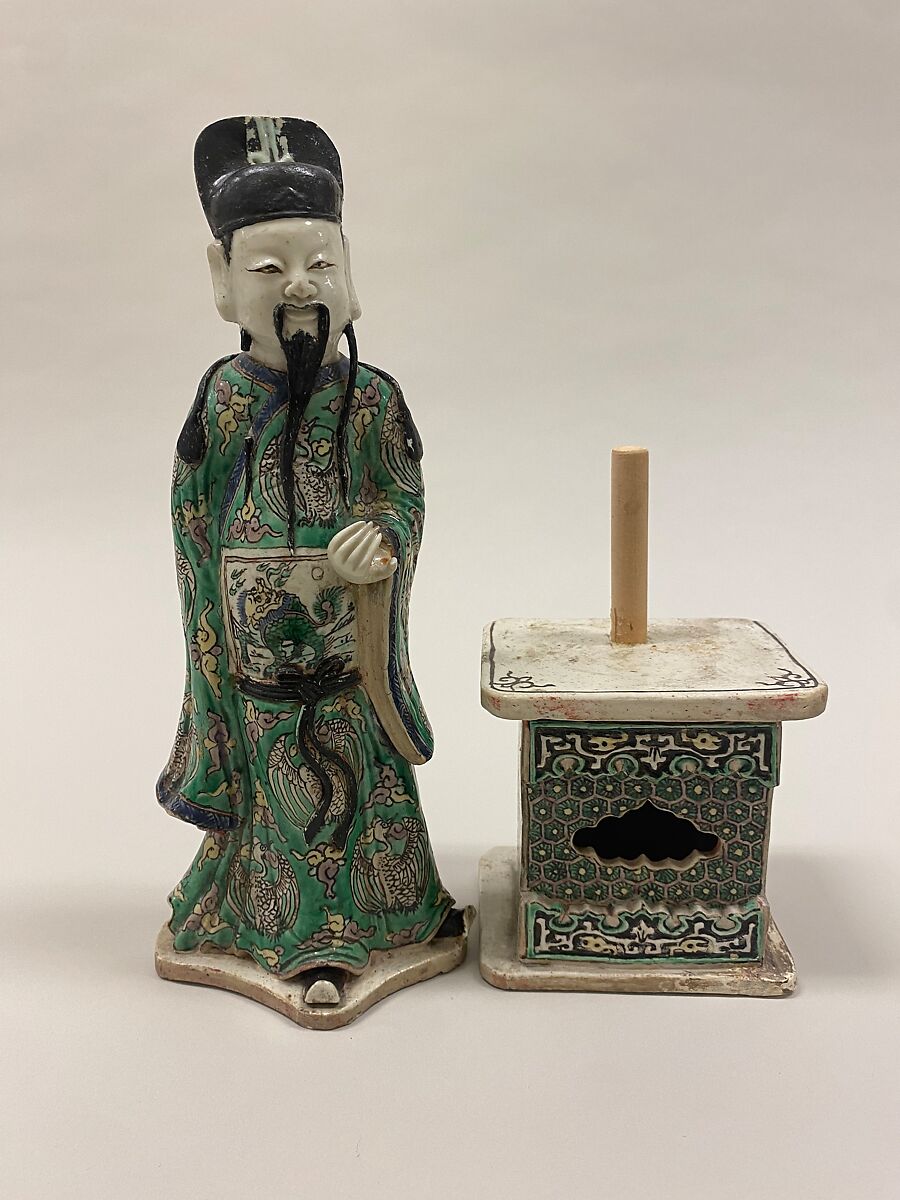 Mythological figure, Porcelain painted in polychrome enamels on the biscuit (Jingdezhen ware), China