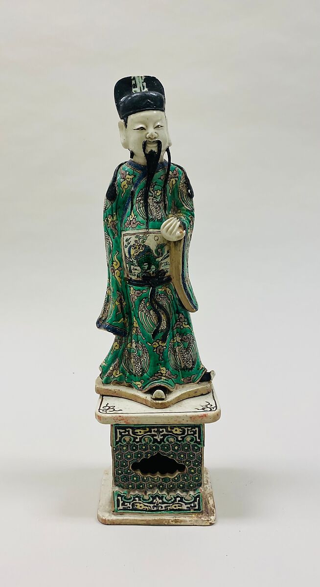 Mythological figure, Porcelain painted in polychrome enamels on the biscuit (Jingdezhen ware), China 