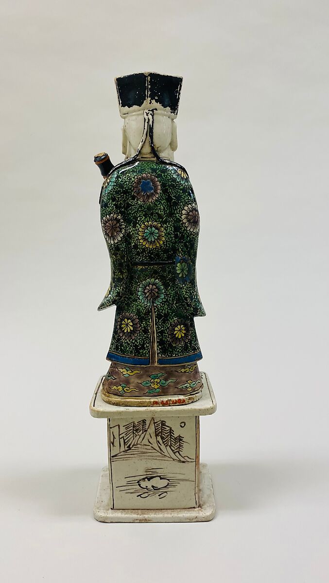 Figure of Zhang Guolao (one of the Eight Immortals), Porcelain painted in polychrome enamels on the biscuit (Jingdezhen ware), China