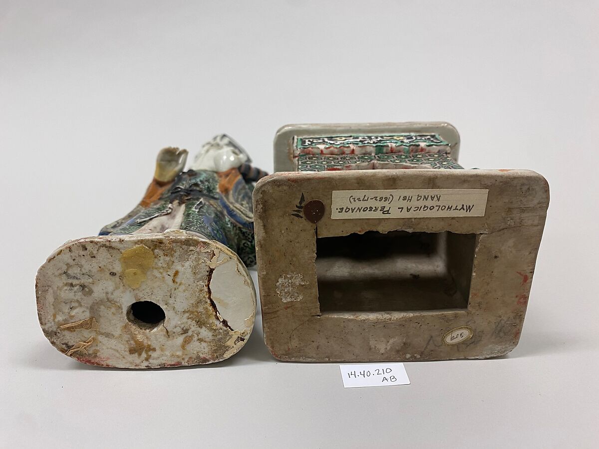 Figure of Zhang Guolao (one of the Eight Immortals), Porcelain painted in polychrome enamels on the biscuit (Jingdezhen ware), China