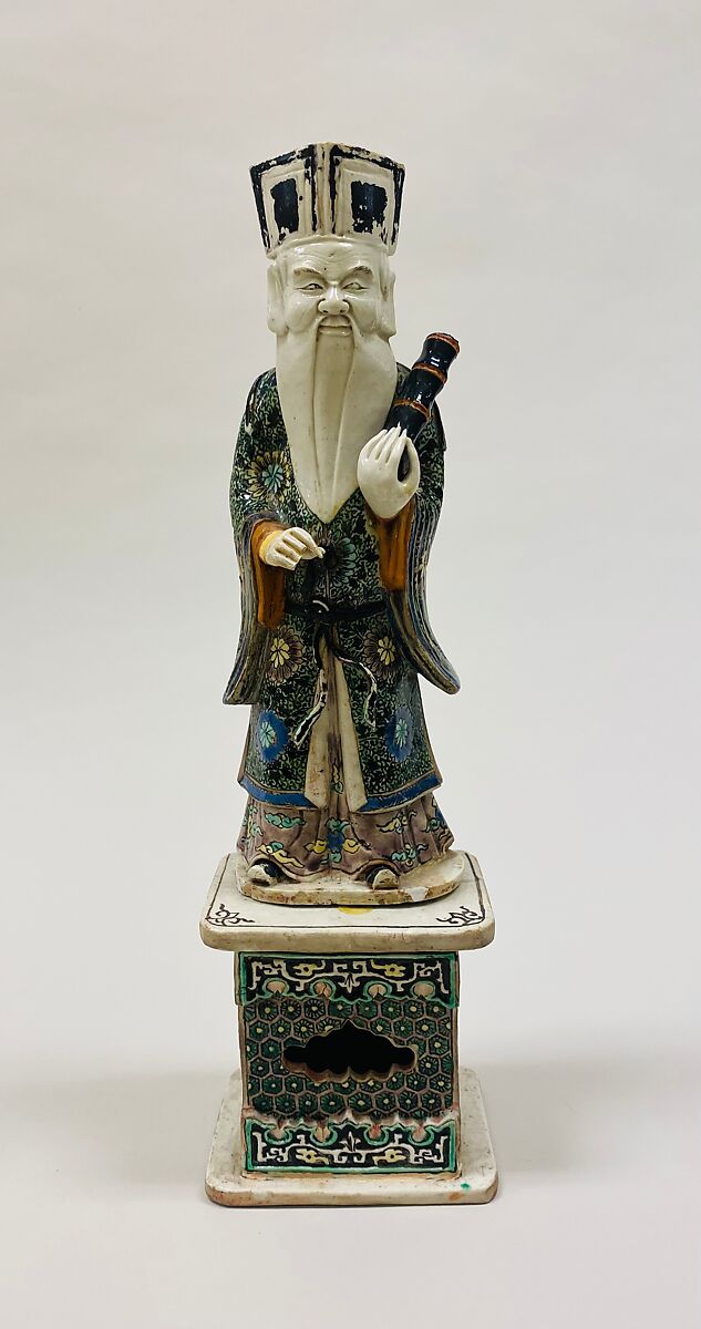 Figure of Zhang Guolao (one of the Eight Immortals), Porcelain painted in polychrome enamels on the biscuit (Jingdezhen ware), China 