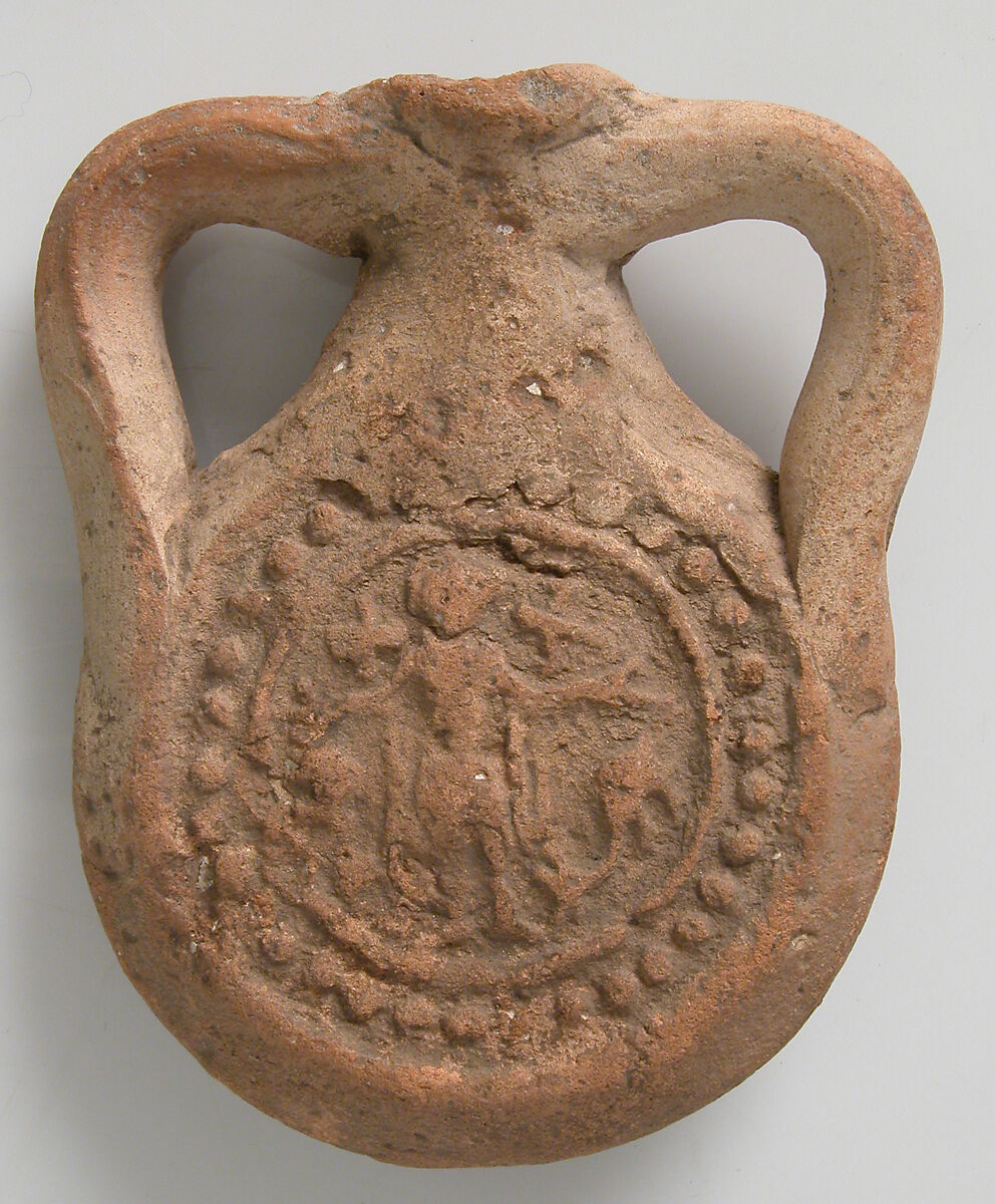 Pilgrim Flask, Earthenware, Coptic