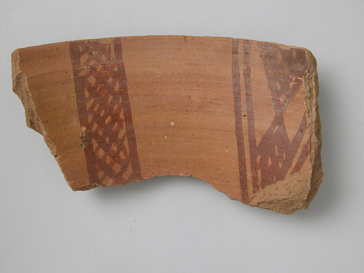 Pot Fragment, Earthenware, slip decoration, Coptic 