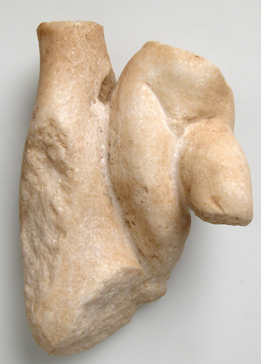Fragment of a Male Torso with a Tree Trunk, Marble, Coptic
