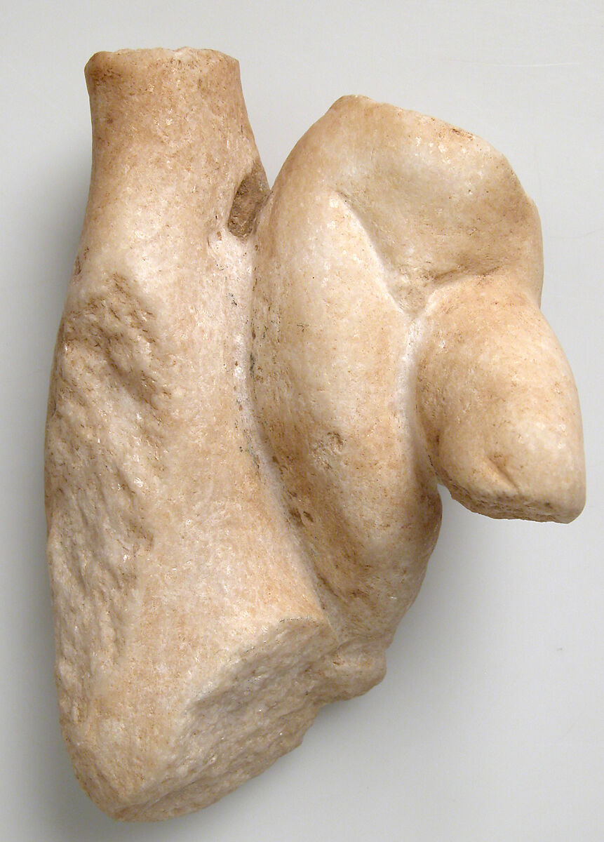 Fragment of a Male Torso with a Tree Trunk, Marble, Coptic 