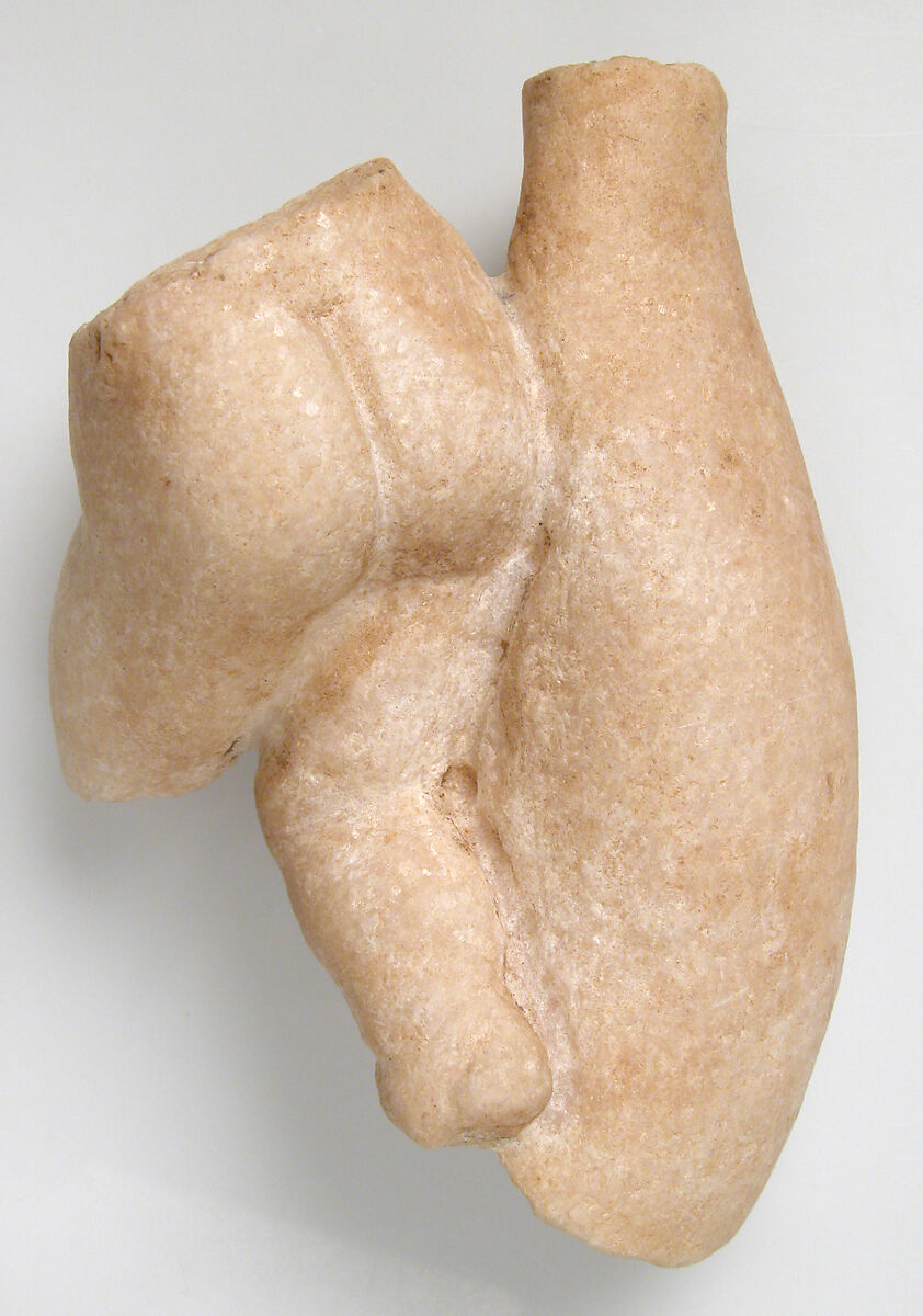 Fragment of a Male Torso with a Tree Trunk, Marble, Coptic