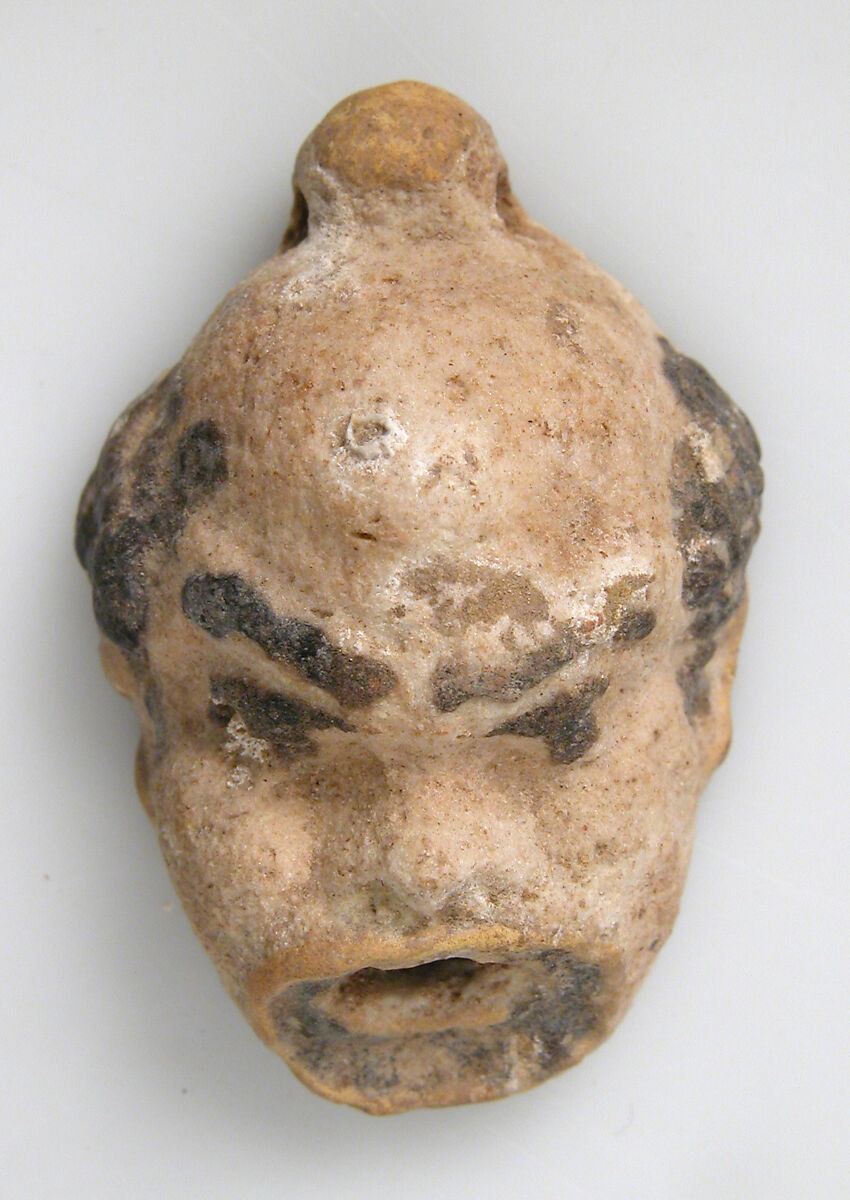 Head Pendant, Plaster (painted), Coptic 