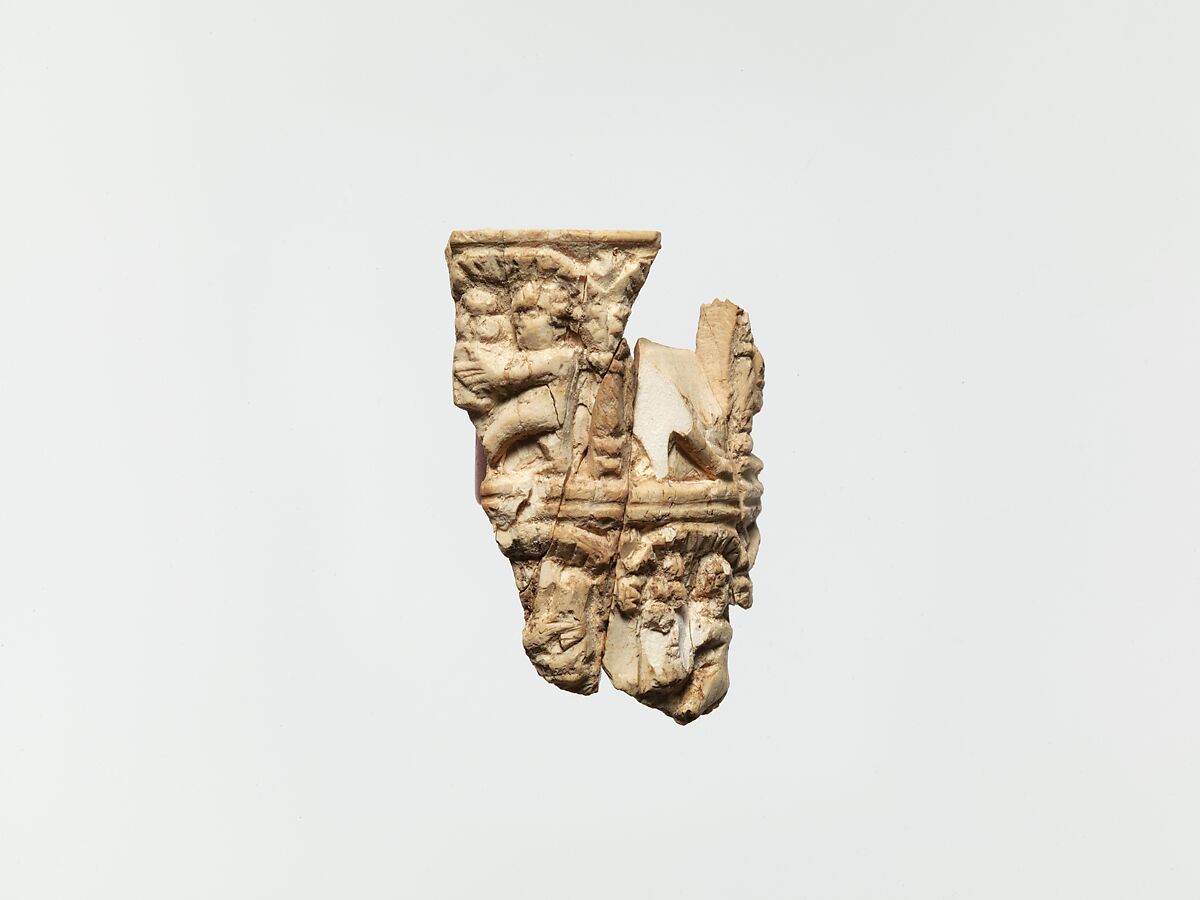 Ivory Fragment with Figures, Elephant ivory, Coptic 