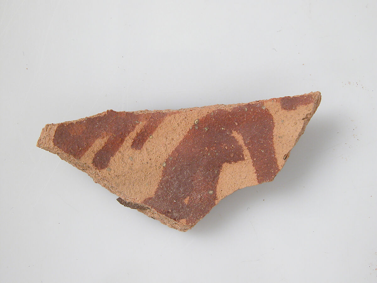 Pottery Fragment, Earthenware, slip decoration, Coptic 