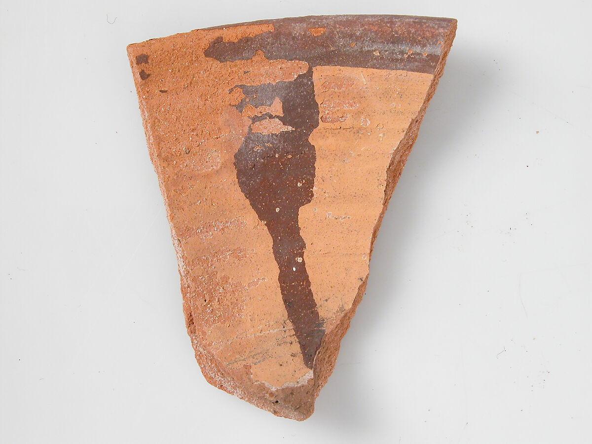Pottery Fragment, Earthenware, slip decoration, Coptic 