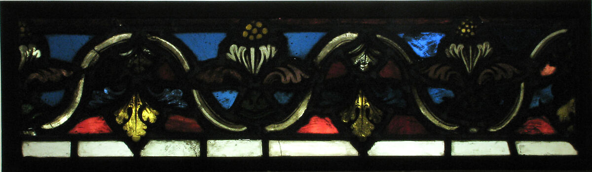 Section of a Border, Rémois Atelier (French, active Reims, late 12th–early 13th century), Pot-metal glass and vitreous paint, French 