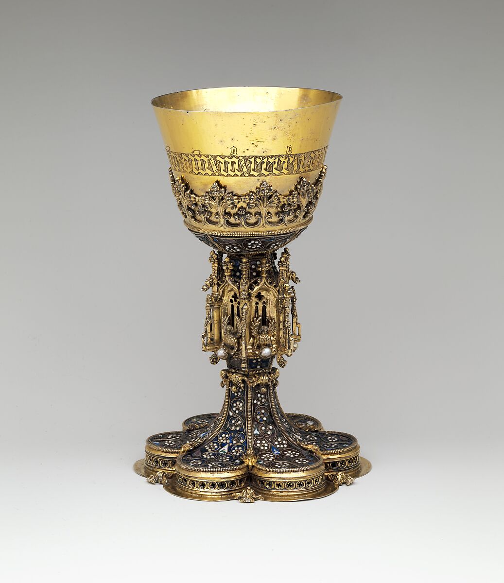 Chalice, Gilded silver, filigree enamel, pearls, Southeastern European