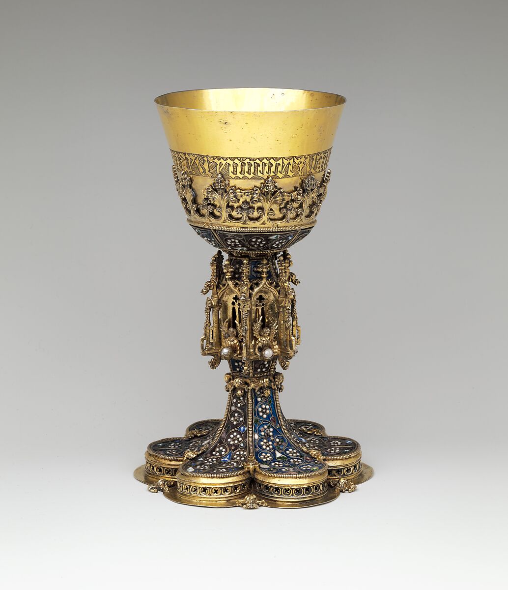 Chalice, Gilded silver, filigree enamel, pearls, Southeastern European